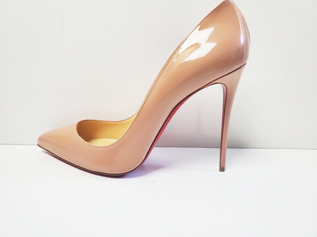 Christian Louboutin Beige/Gold Mesh And Leather Trim Follies