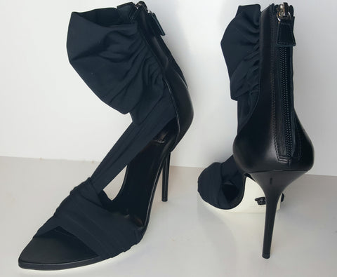 Versace Leather and Satin Jersey Sandal Size 37 (Fits U.S. Size 6.5-7.5)