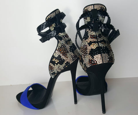 Giuseppe Zanotti Suede Crystal Back Heel Sandal Size 36 (Fits U.S. Size 6-6.5)