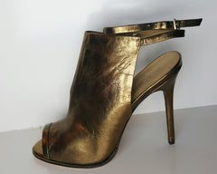 L.A.M.B. Metallic Leather "Ward" Peep Toe Booties Size 39 (Fits U.S. Size 8.5-9)