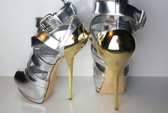 Giuseppe Zanotti Silver Peep Toe Platform Sandal Size 36.5 (Fits U.S. Size 6.5-7)