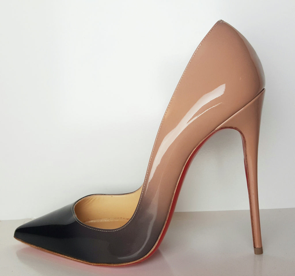 Christian Louboutin So Kate Black Patent Pointed-Toe Red Sole Pumps Size 8